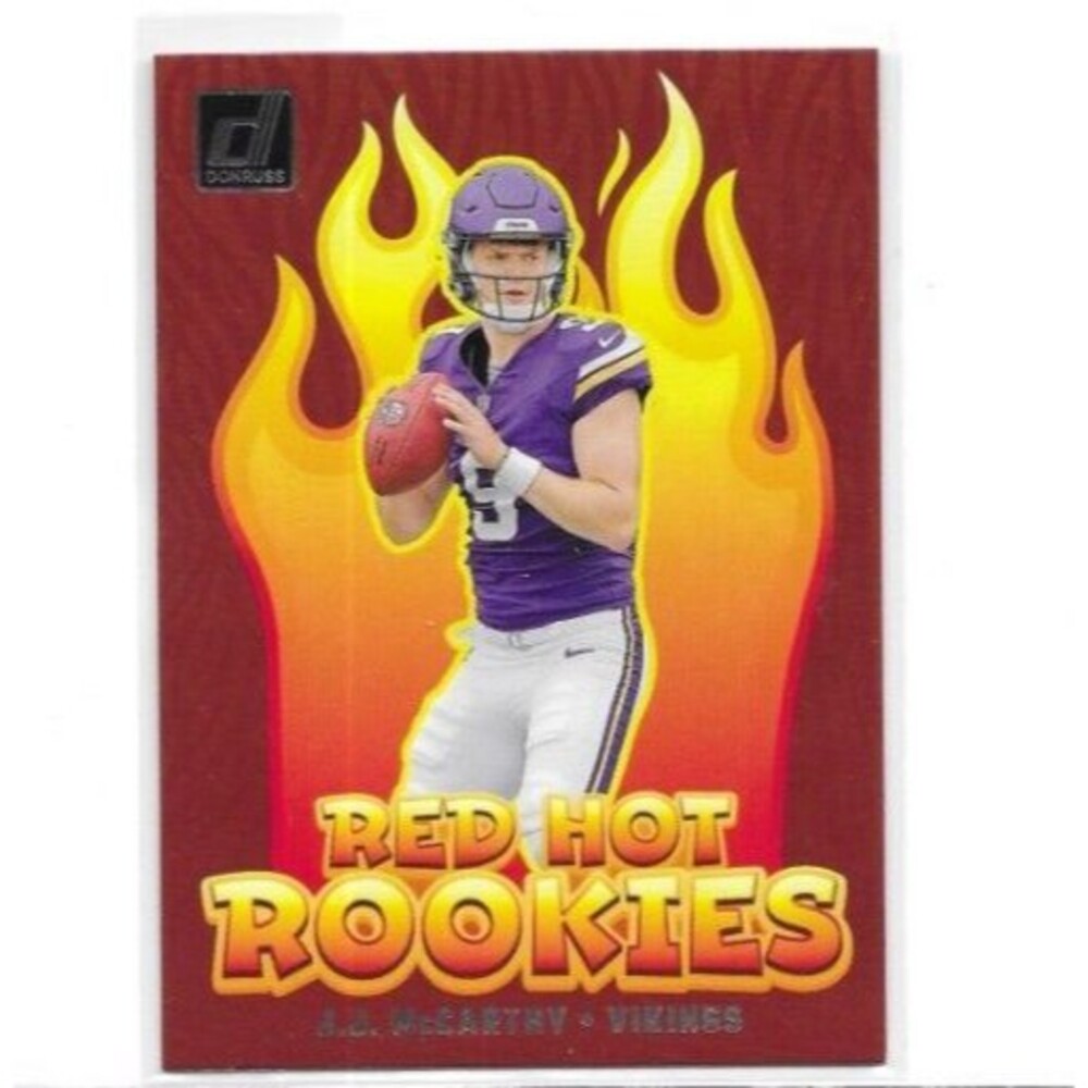JJ McCarthy 2024 Panini Donruss RC Red Hot Rookies #RHR-JJM
